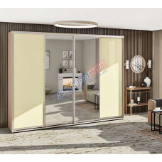 Шафа-купе 2,8м "Кольорове скло" чотирьохдверний з дзеркалом