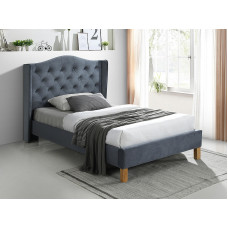 Ліжко односпальне ASPEN VELVET 120x200 колір сірий / дуб BLUVEL 14 ASPENV120SZD