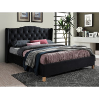 Ліжко двуспальне ASPEN VELVET 160x200 колір чорний / дуб Черный ASPENV160CD