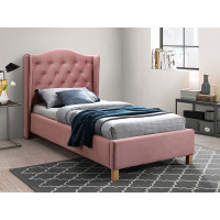 Ліжко односпальне ASPEN VELVET 90x200 колір антична троянда / дуб BLUVEL 52 ASPENV90RD