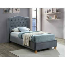 Ліжко односпальне ASPEN VELVET 90x200 колір сірий / дуб BLUVEL 14 ASPENV90SZD