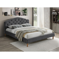 Ліжко двуспальне CHLOE VELVET 160X200 сірий / дуб BLUVEL 14 CHLOEV160SZD