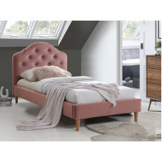 Ліжко односпальне CHLOE VELVET 90X200 антична троянда / дуб BLUVEL 52 CHLOEV90RD