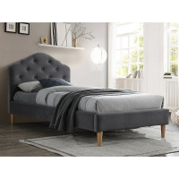 Ліжко односпальне CHLOE VELVET 90X200 сірий / дуб BLUVEL 14 CHLOEV90SZD