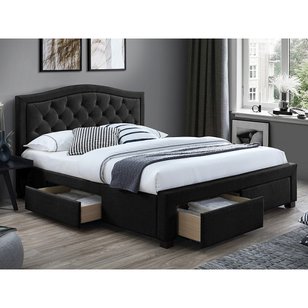 Ліжко двуспальне ELECTRA VELVET 160X200 колір чорний / дуб TAP.186 ELECTRAV160C