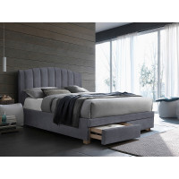 Ліжко двуспальне EMOTION VELVET 160X200 сірий / дуб TAP. 142 EMOTIONV160SZD