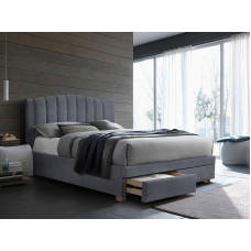 Ліжко двуспальне EMOTION VELVET 160X200 сірий / дуб TAP. 142 EMOTIONV160SZD
