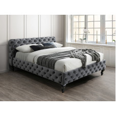 Ліжко двуспальне HERRERA VELVET 160X200 сірий / венге BLUVEL 14 HERRERAV160SZW