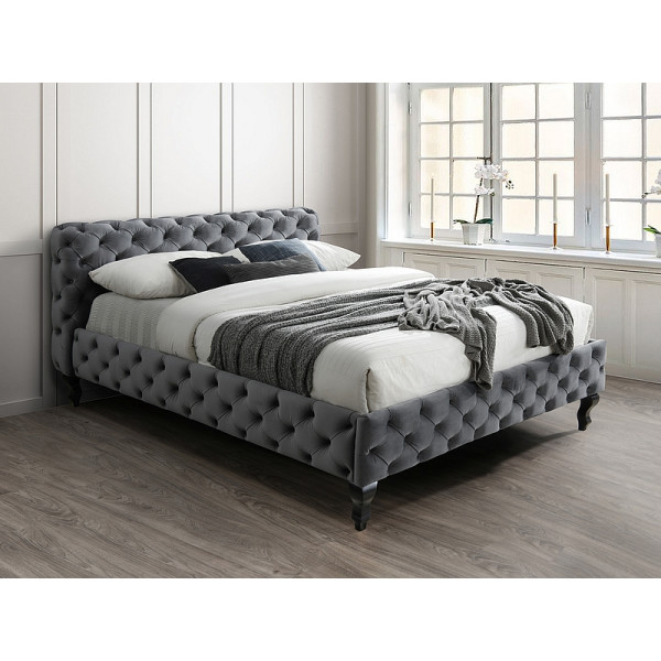 Ліжко двуспальне HERRERA VELVET 160X200 сірий / венге BLUVEL 14 HERRERAV160SZW