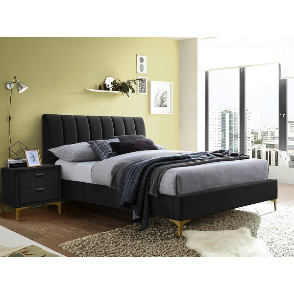 Ліжко двуспальне MIRAGE VELVET 160X200 колір чорний / золото TAP. 186 MIRAGEV160C