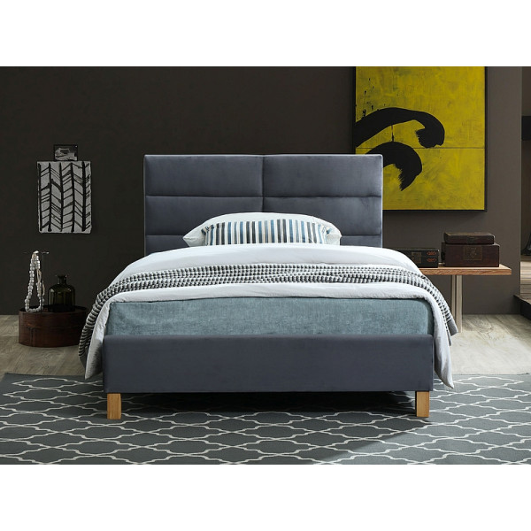 Ліжко односпальне SIERRA VELVET 120x200 колір сірий / дуб TAP.150 SIERRAV120SZD