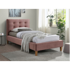 Ліжко односпальне TEXAS VELVET 90X200 колір антична троянда / дуб BLUVEL 52 TEXASV90RD