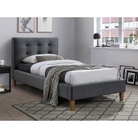 Ліжко односпальне TEXAS VELVET 90X200 колір сірий / дуб BLUVEL 14 TEXASV90SZD